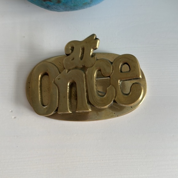 Brass ‘At Once'  Vintage Desk Accessory Clip - Picture 2 of 6